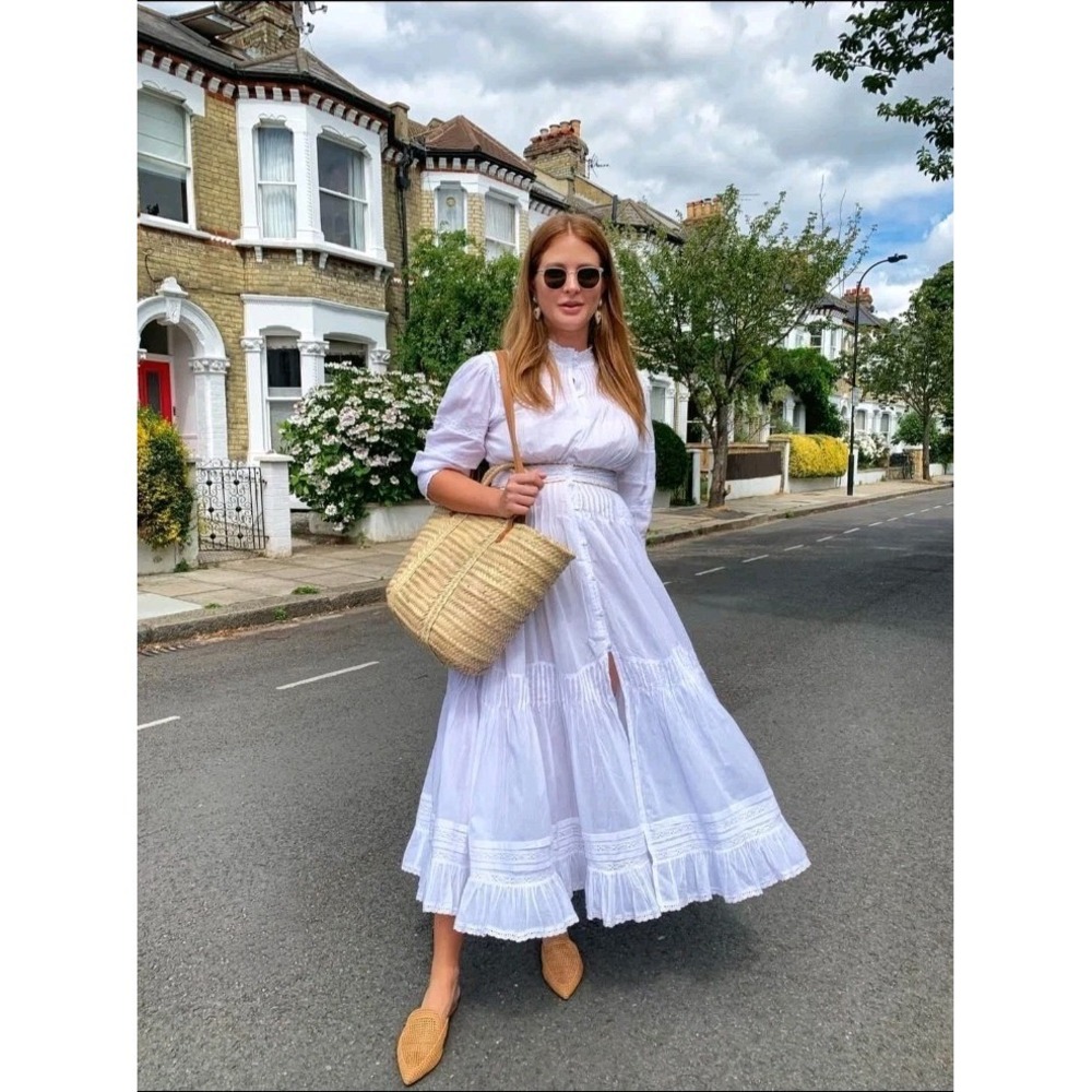 Pitusa x Millie Mackintosh Cotton Edwardian Cottage Prairie Easter Maxi Dress - Picture 14 of 14